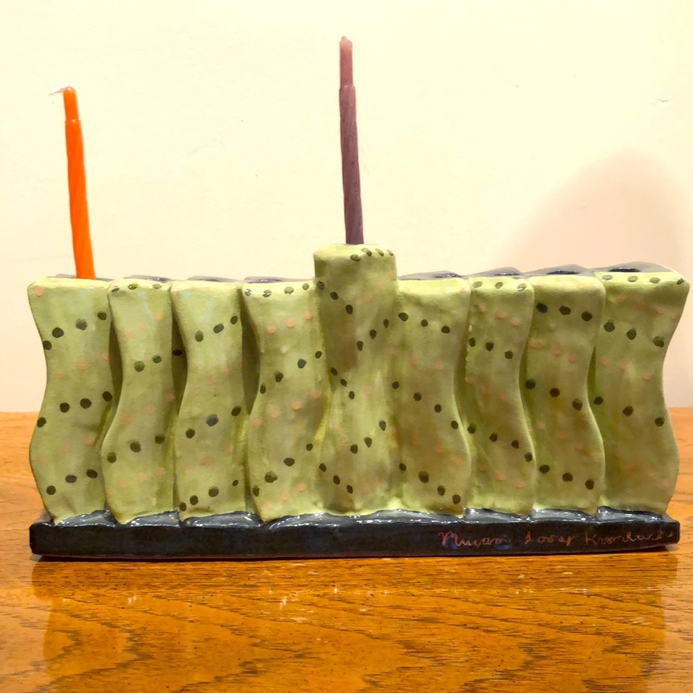 Ceramic Chanukah Menorah, Handmade by Ceramic Artist Miriam Loory Krombach